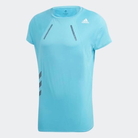 Adidas Heat Ready Aeroready Running T Shirt Adizero Boston 10 Blue Gray White - Picture 3 of 6